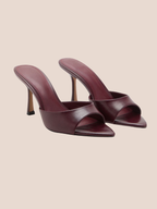 burgundy pointed toe slingback heels for women elegant multi strap formal and party shoes.