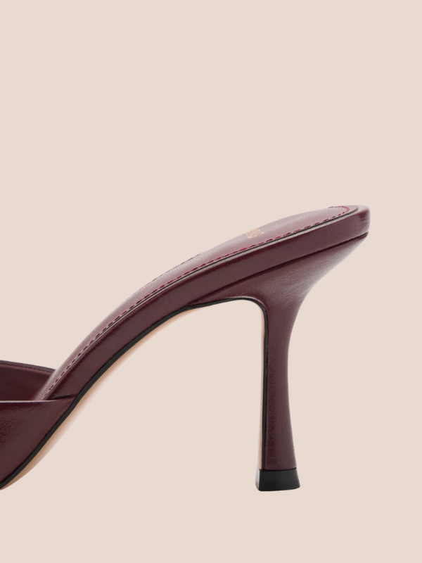 burgundy pointed toe slingback heels for women elegant multi strap formal and party shoes.