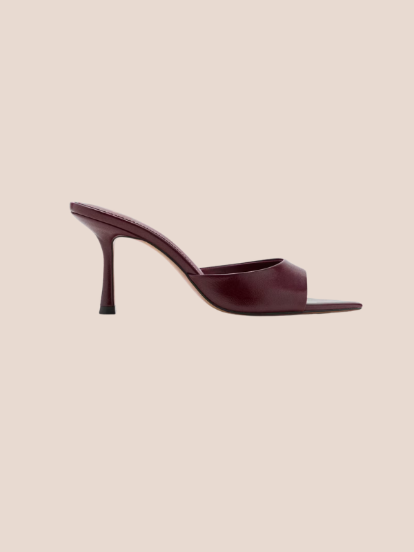 burgundy pointed toe slingback heels for women elegant multi strap formal and party shoes.
