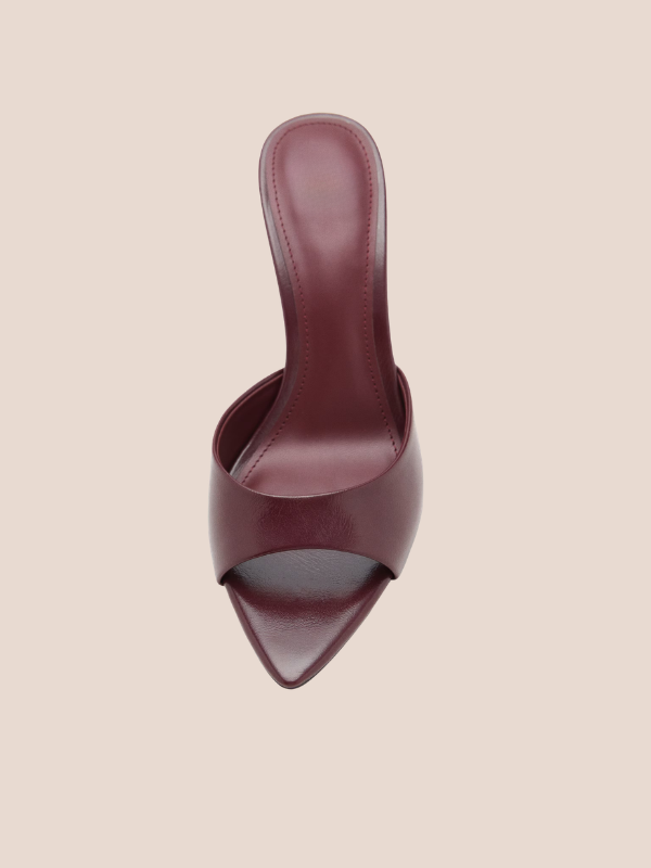 burgundy pointed toe slingback heels for women elegant multi strap formal and party shoes.