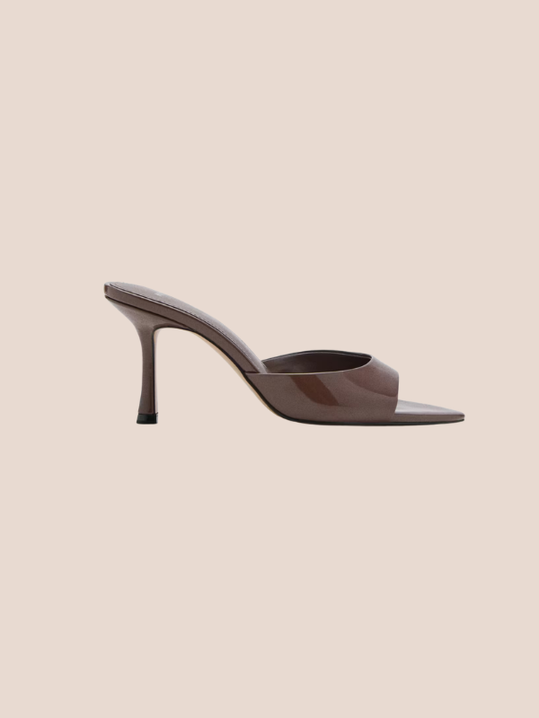 chocolate brown pointed toe slingback heels for women elegant multi strap formal shoes.