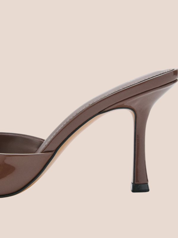 chocolate brown pointed toe slingback heels for women elegant multi strap formal shoes.