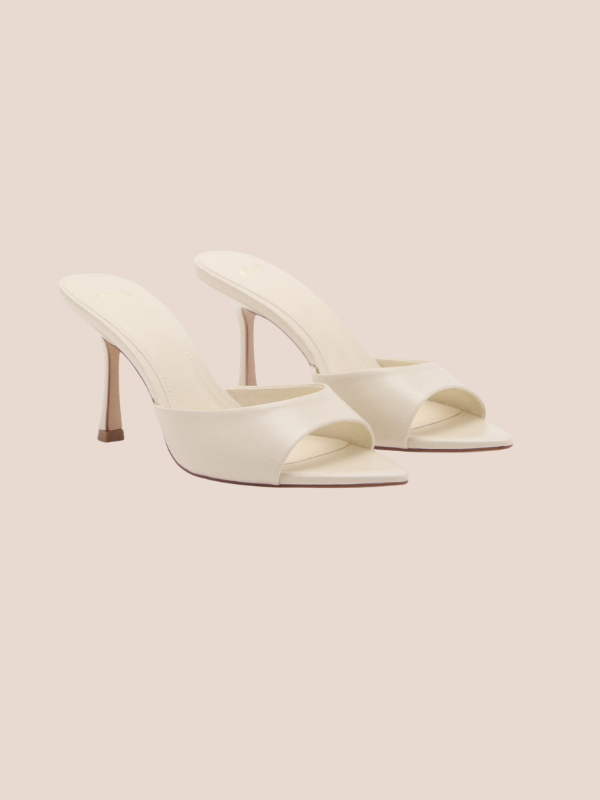 ivory pointed toe slingback heels for women elegant multi strap bridal and formal shoes.