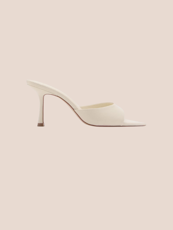 ivory pointed toe slingback heels for women elegant multi strap bridal and formal shoes.