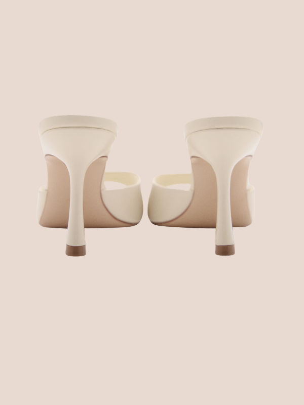 ivory pointed toe slingback heels for women elegant multi strap bridal and formal shoes.