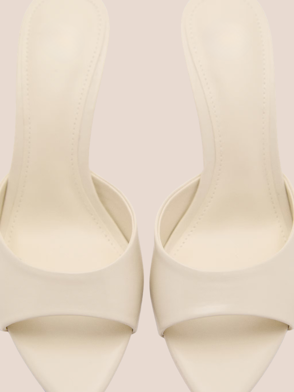 ivory pointed toe slingback heels for women elegant multi strap bridal and formal shoes.