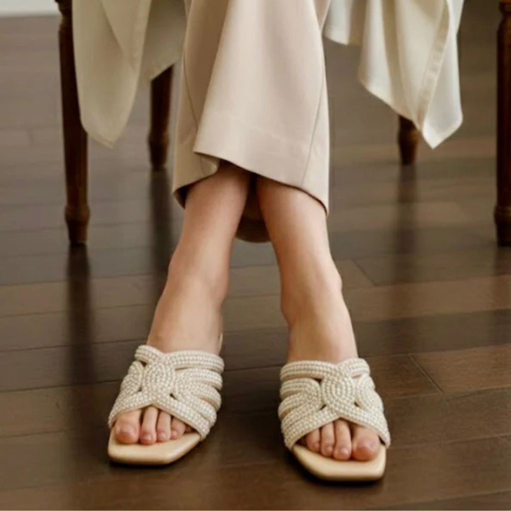 Luxury Pearl Flat Slippers