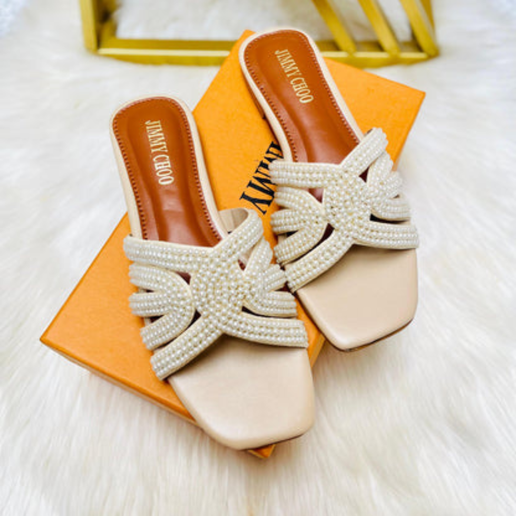 Luxury Pearl Flat Slippers