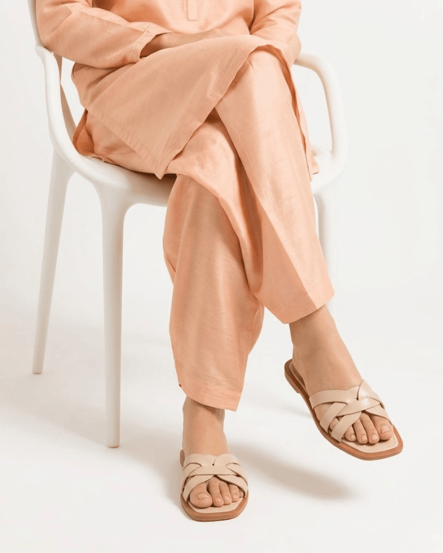 Beige Braided Flat