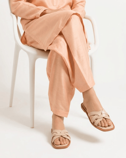 Beige Braided Flat