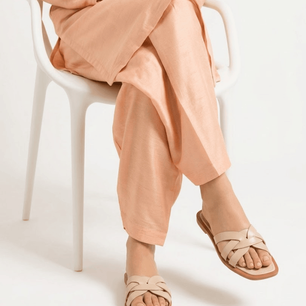 Beige Braided Flat