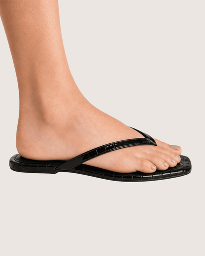 Black Croc Glam Flat Malveris