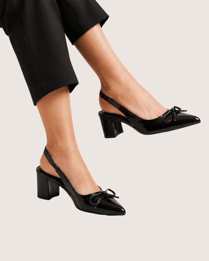 Black Dira Slingback Bow Pumps