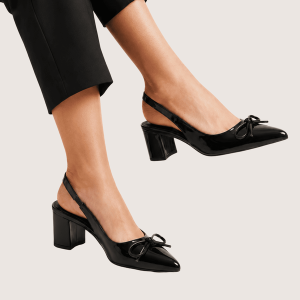Black Dira Slingback Bow Pumps