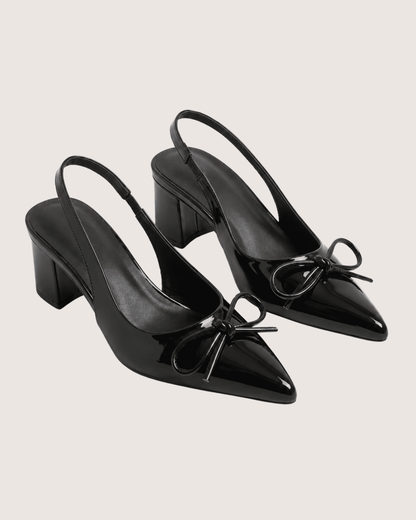 Black Dira Slingback Bow Pumps