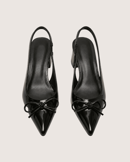 Black Dira Slingback Bow Pumps