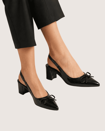 Black Dira Slingback Bow Pumps