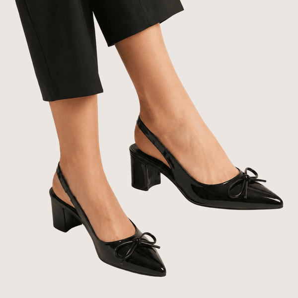 Black Dira Slingback Bow Pumps