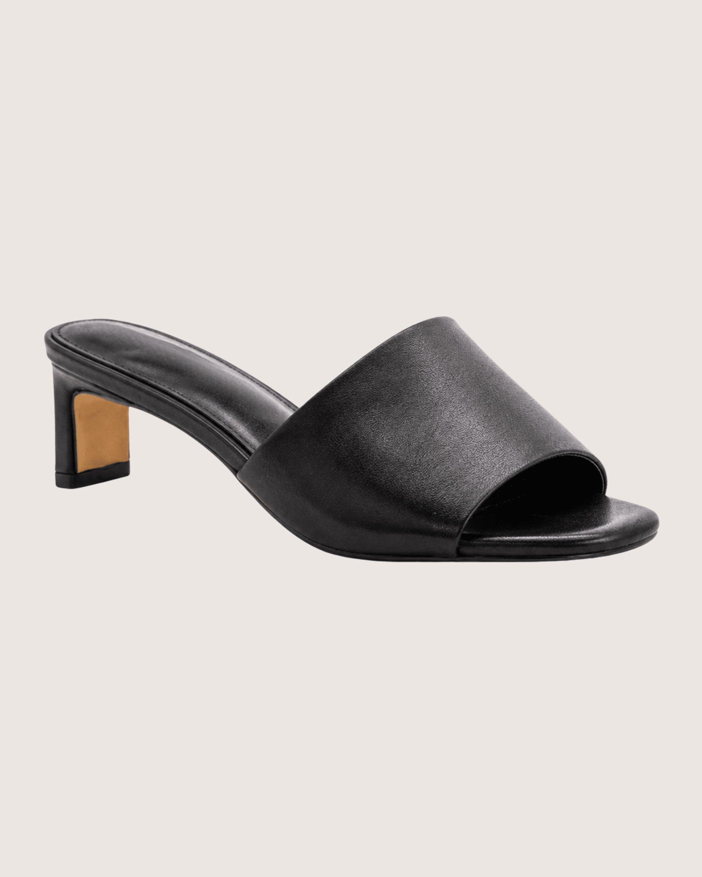Black Mid Heel Mule