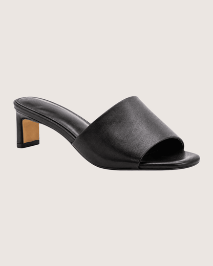 Black Mid Heel Mule