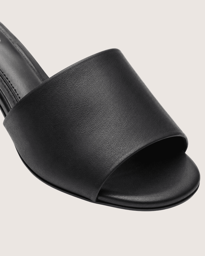 Black Mid Heel Mule