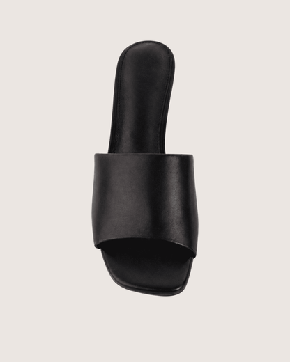 Black Mid Heel Mule