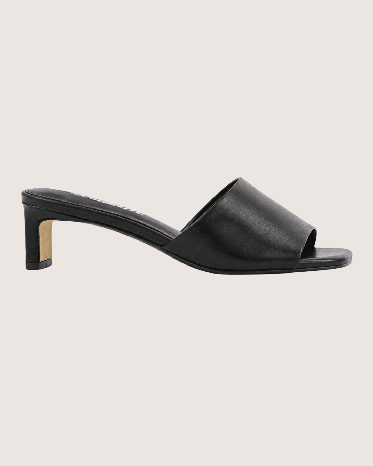 Black Mid Heel Mule