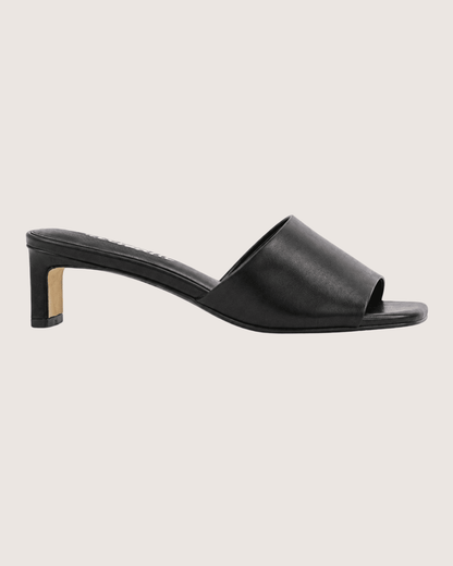 Black Mid Heel Mule