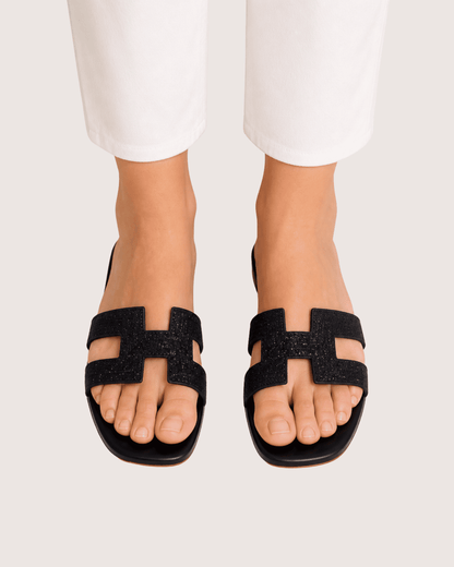 Black Rhine Stone Flat Malveris