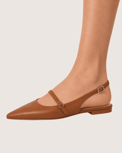Brown Grace Slingback Pointed Mule