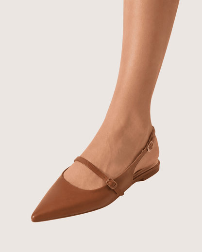 Brown Grace Slingback Pointed Mule