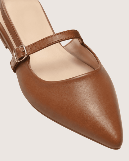 Brown Grace Slingback Pointed Mule