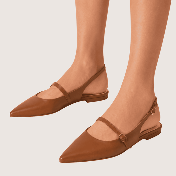 Brown Grace Slingback Pointed Mule