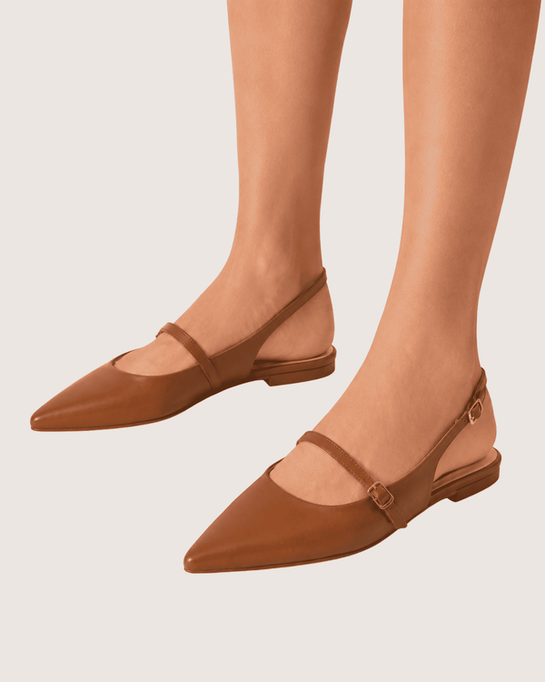 Brown Grace Slingback Pointed Mule
