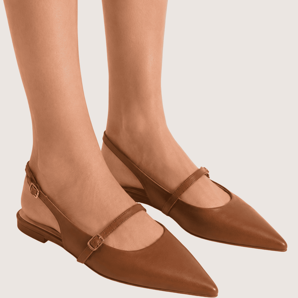 Brown Grace Slingback Pointed Mule
