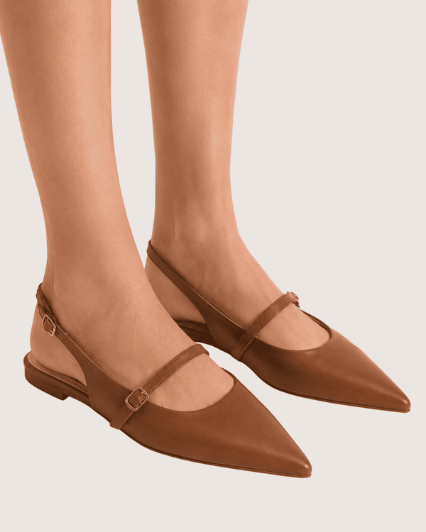 Brown Grace Slingback Pointed Mule