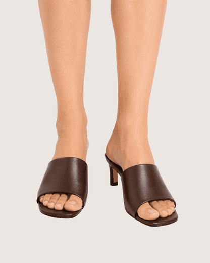 Dark Brown Mid Heel Mule