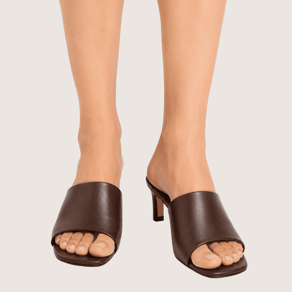 Dark Brown Mid Heel Mule
