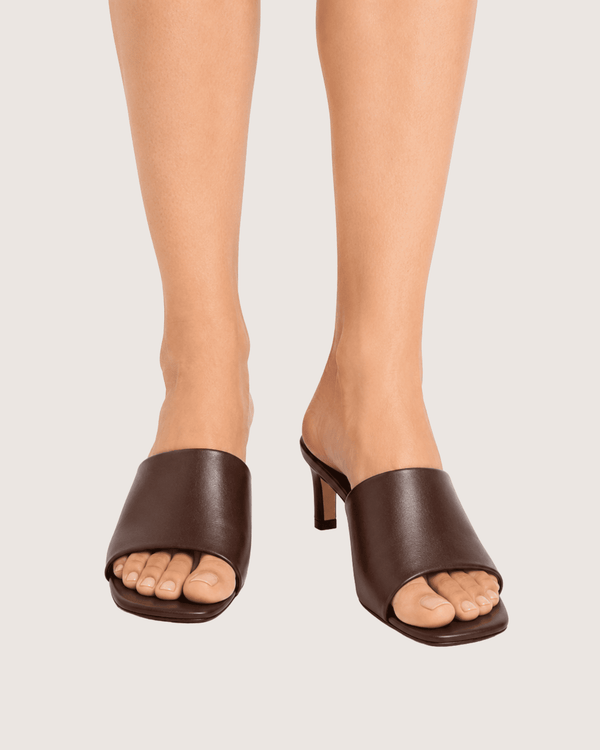 Dark Brown Mid Heel Mule