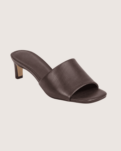 Dark Brown Mid Heel Mule