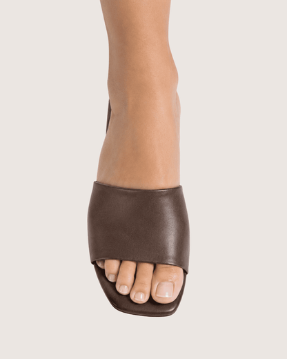 Dark Brown Mid Heel Mule