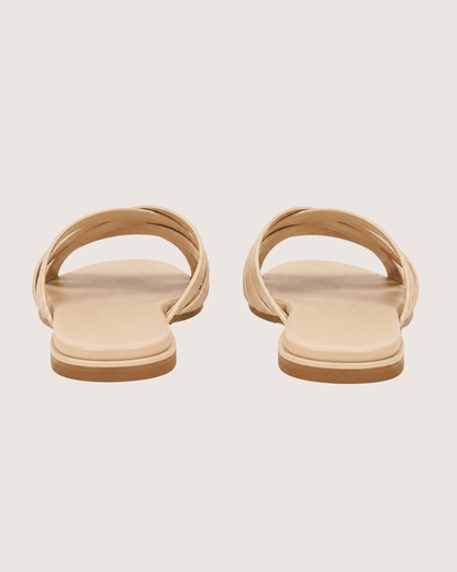 Elegant Beige Cross Strap Flat Malveris