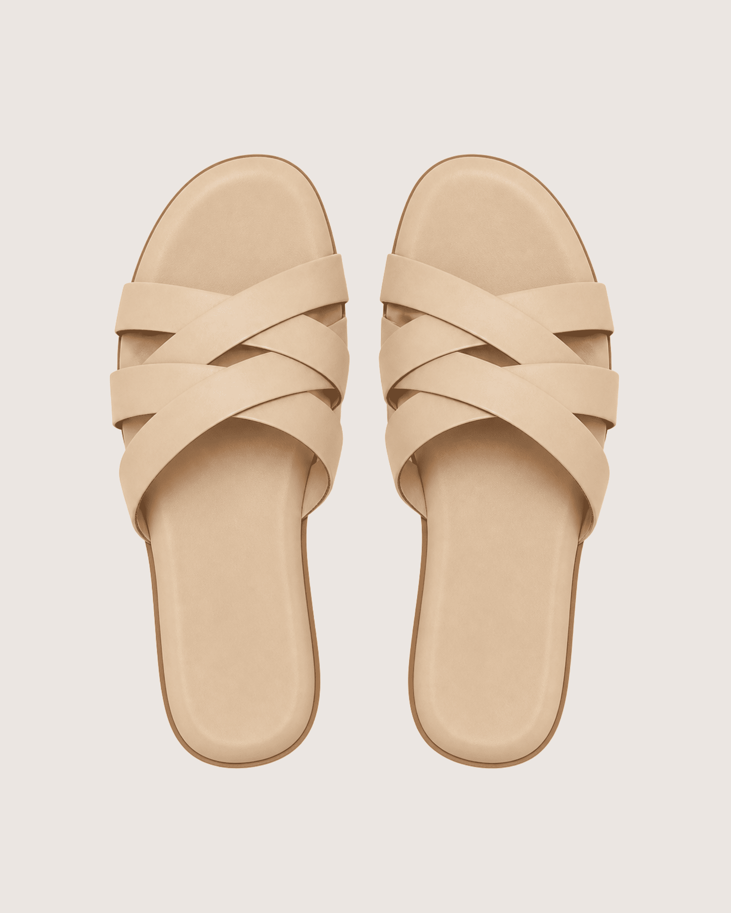 Elegant Beige Cross Strap Flat Malveris