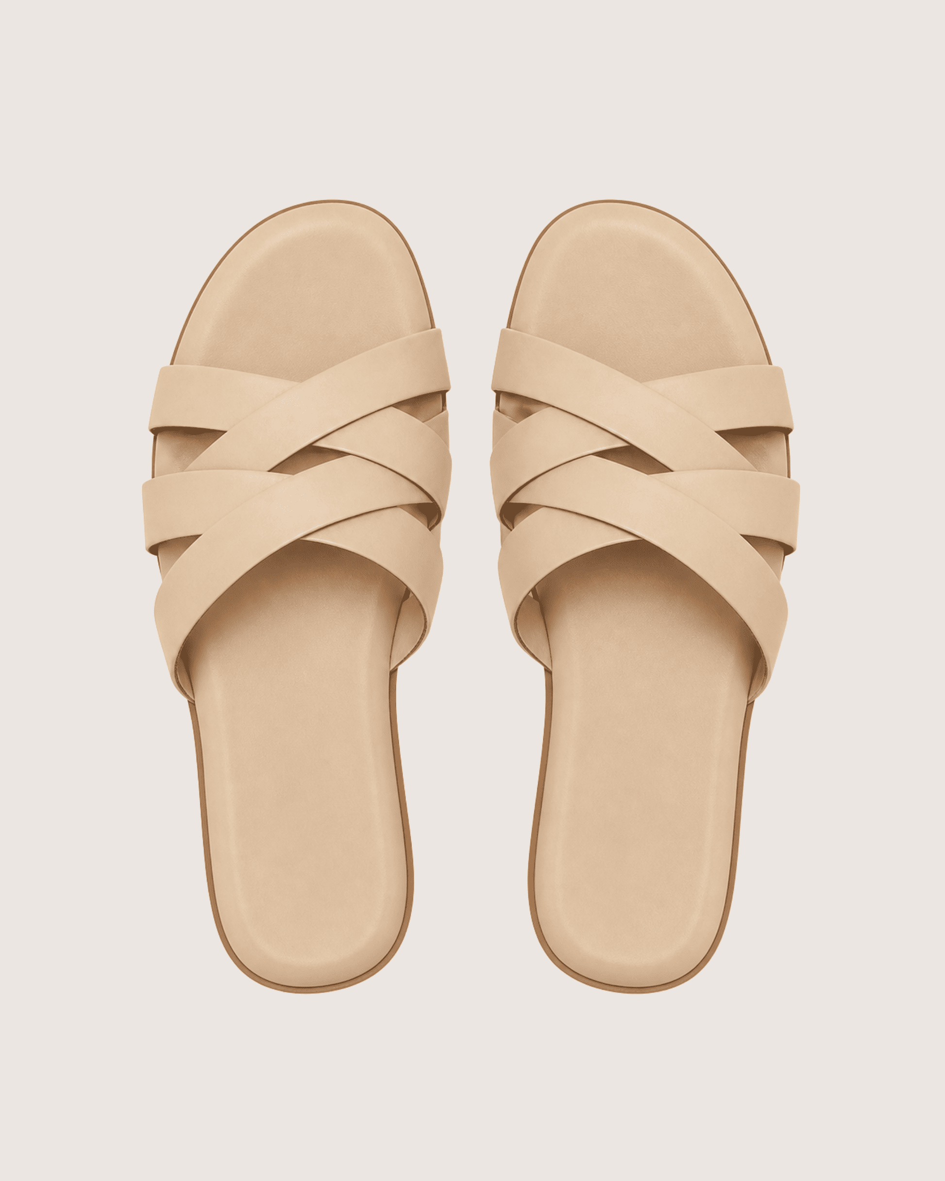 Elegant Beige Cross Strap Flat Malveris