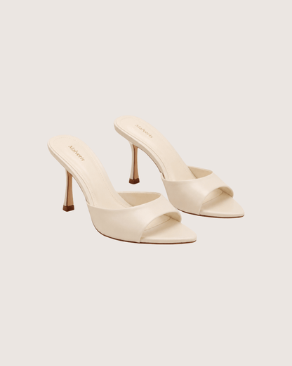ivory pointed toe slingback heels for women elegant multi strap bridal and formal shoes.