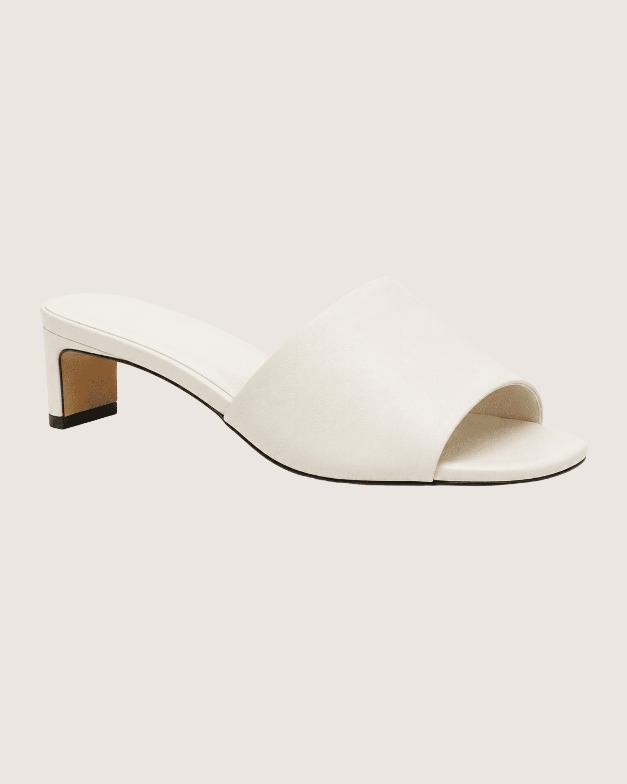 Ivory Mid Heel Mule
