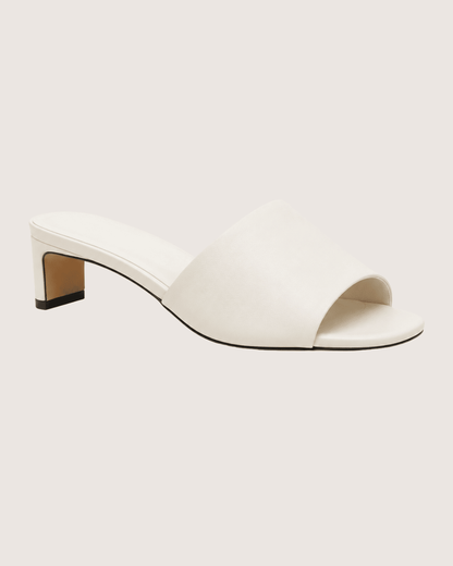 Ivory Mid Heel Mule