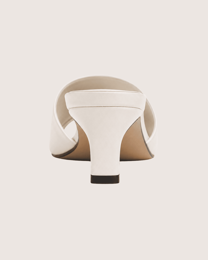 Ivory Mid Heel Mule