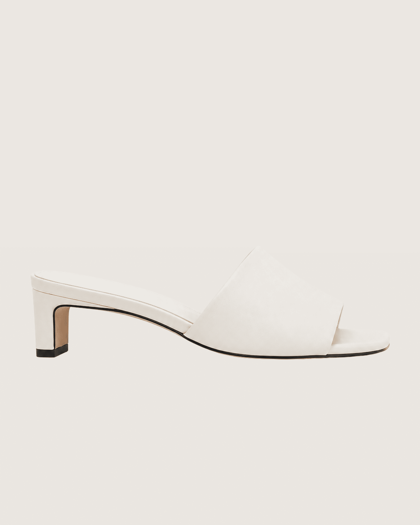 Ivory Mid Heel Mule