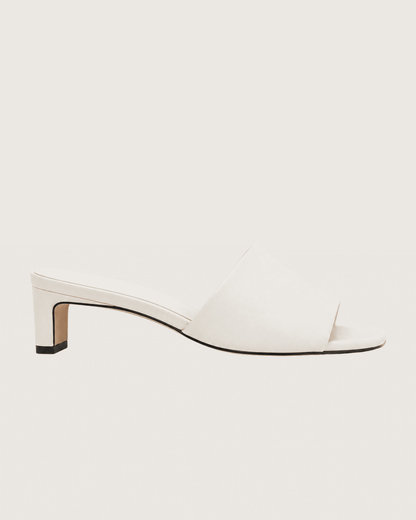 Ivory Mid Heel Mule